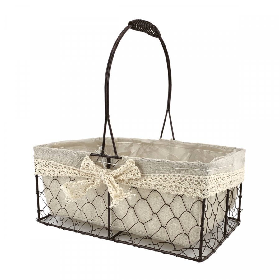 Canasta lino/hierro, 28cm