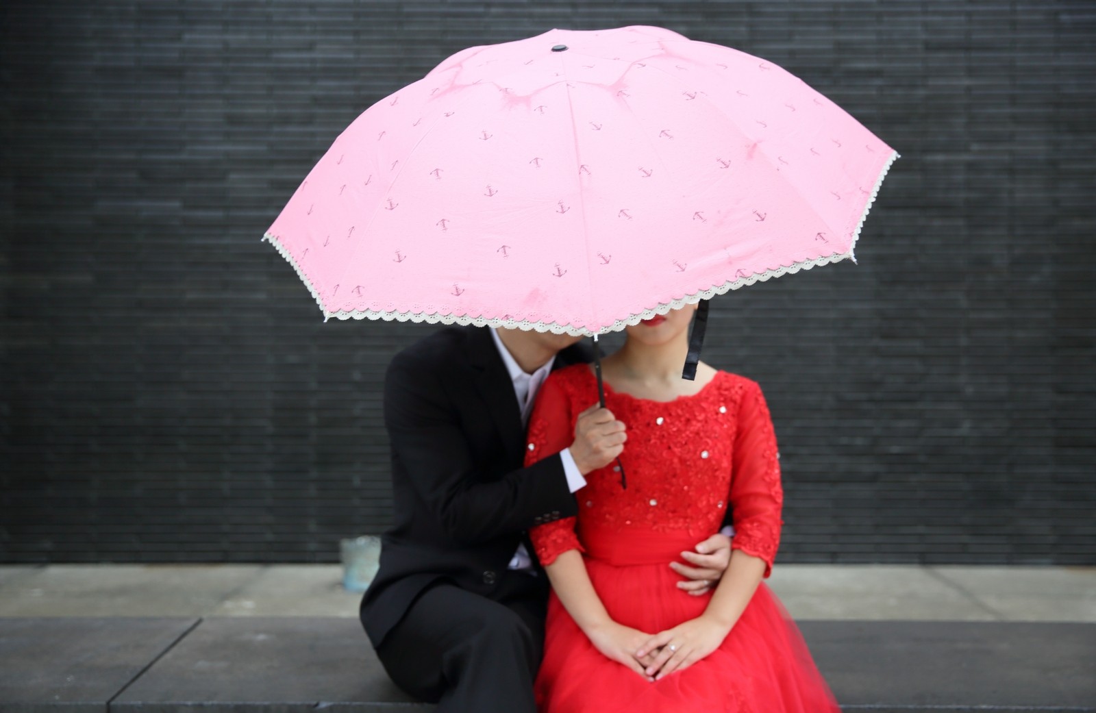 Couple under umbrella