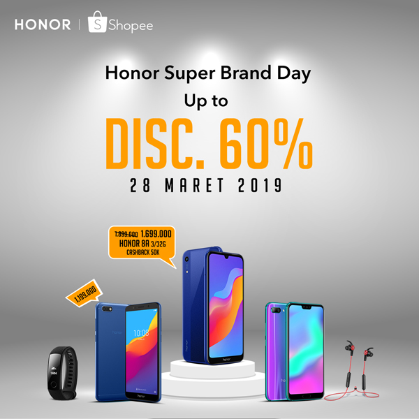 Smartphone HONOR 8A Diskon Besar-besaran di Shopee Super Brand Day