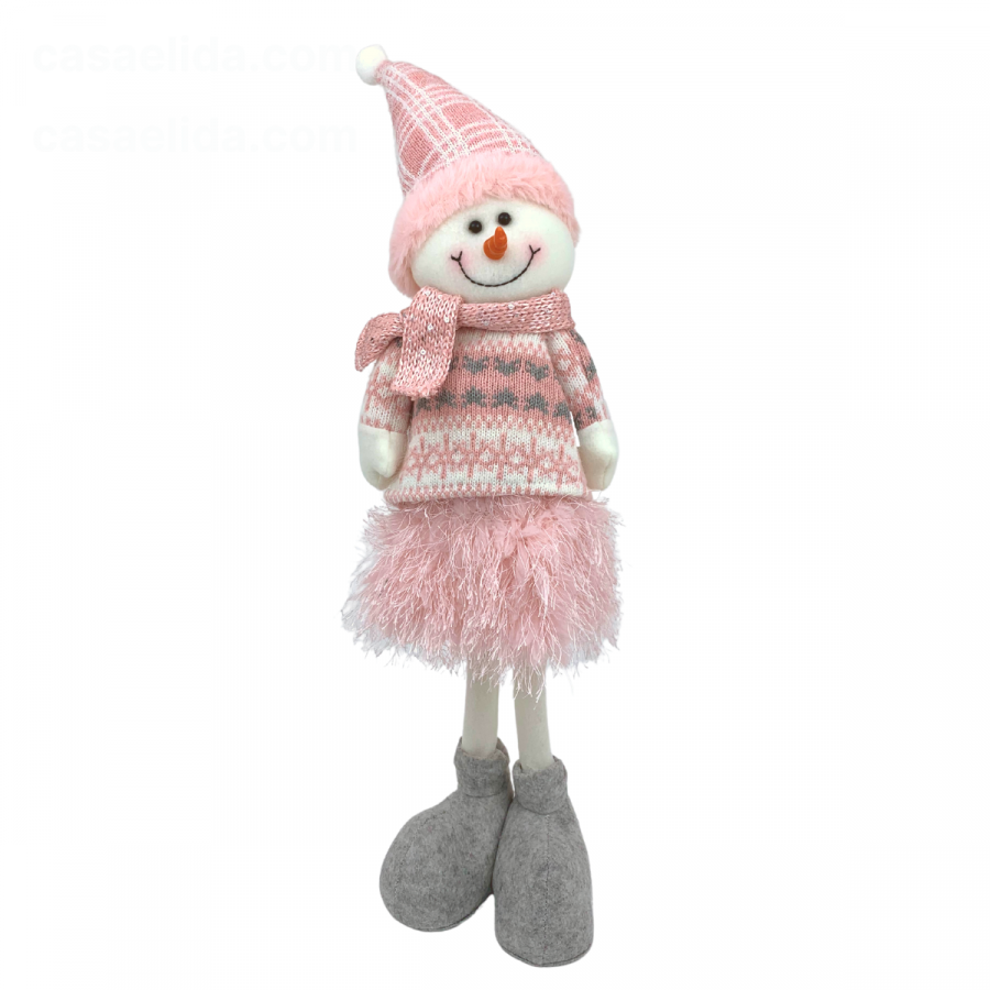 Muñeco de nieve rosado, 50cm, tela