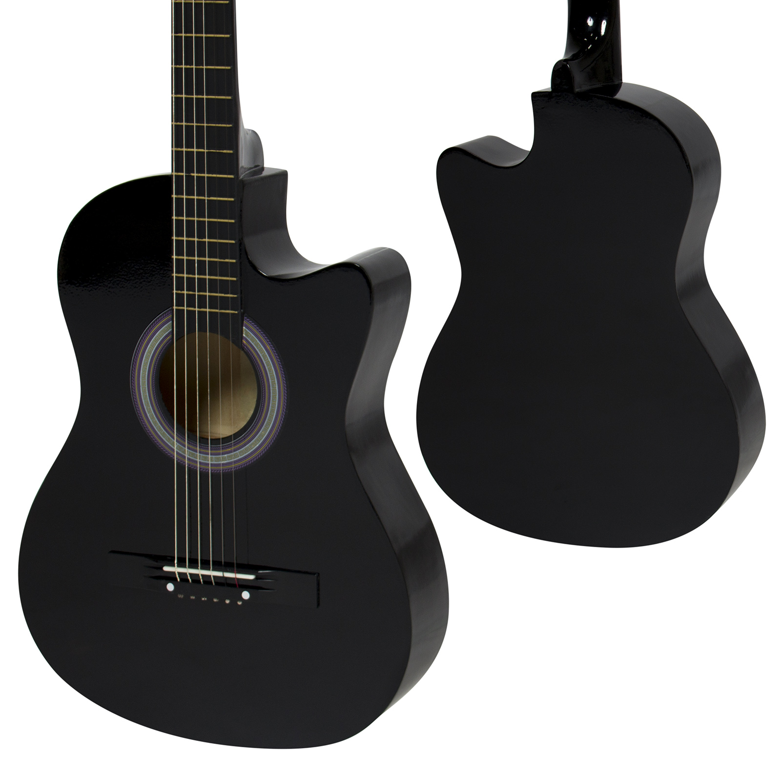 BCP 38in Beginners Acoustic Cutaway Guitar Set w/ Case, Extra Strings