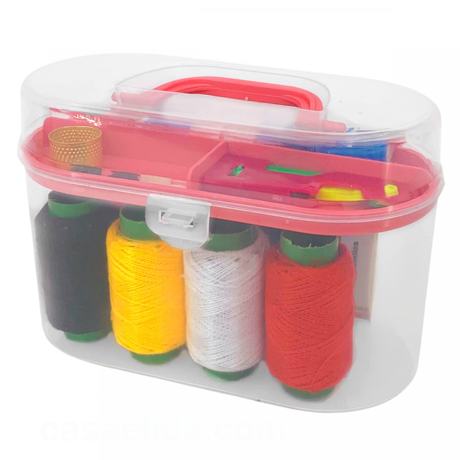 Kit de costura rosado, 9x14.5x8.5cm