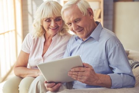 Old couple reading