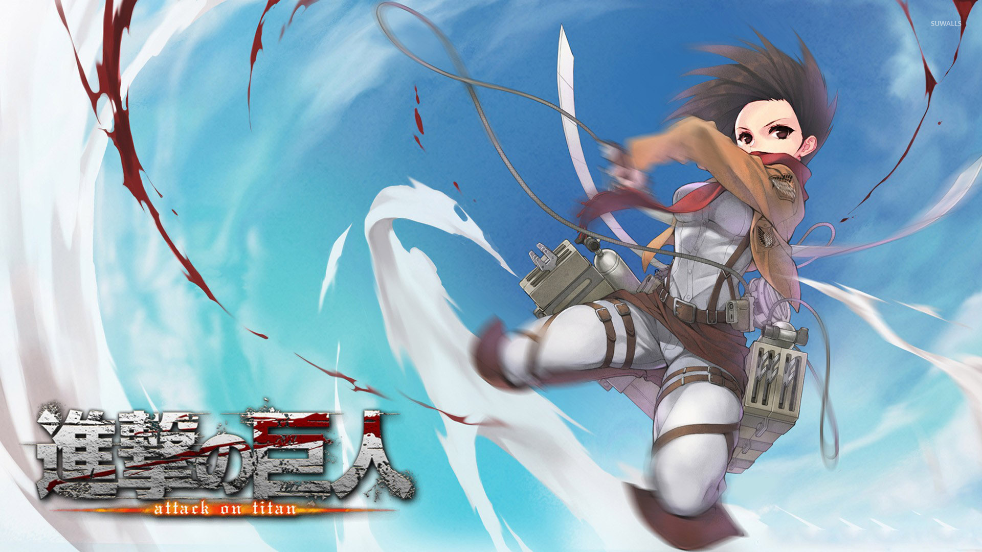 Wallpaper Attack On Titan 105 Shingeki no Kyojin, Mikasa Ackerman, anime girls
