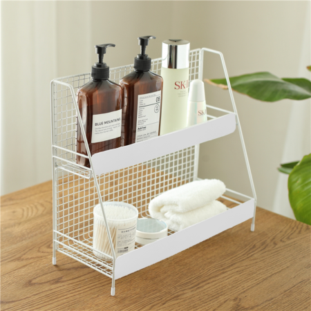 Organizador de 2 niveles blanco, 35.5x40x16cm, metal