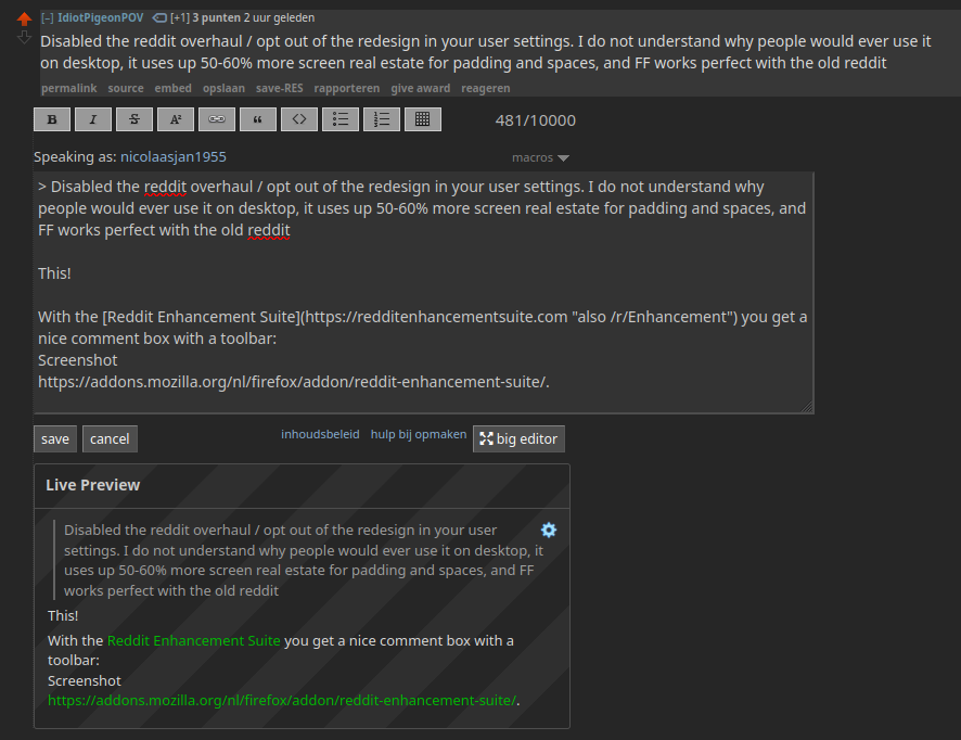 Why Reddit's "fancy text editor" field is bugged in Firefox when trying