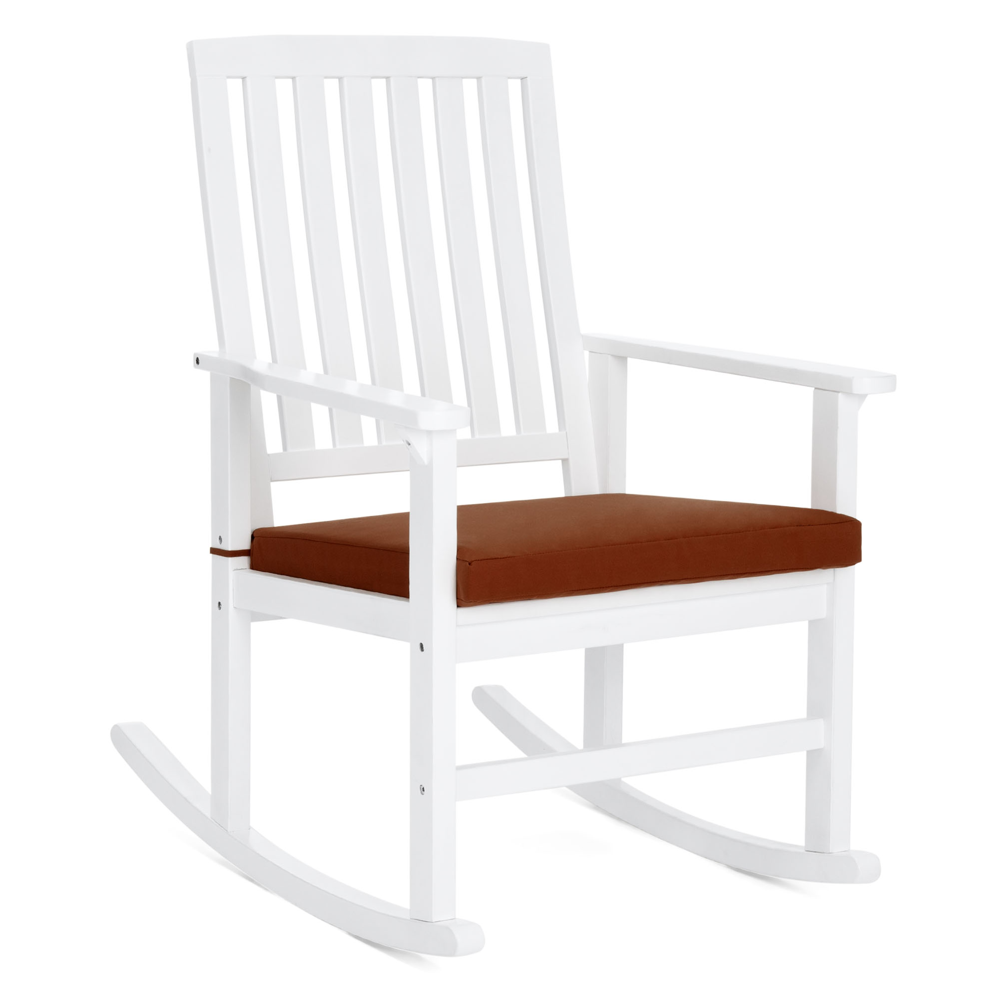 BCP Wood Rocking Chair for Indoor, Outdoor w/ Cushion, Sloped Seat