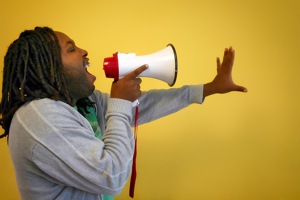 Man with megaphone