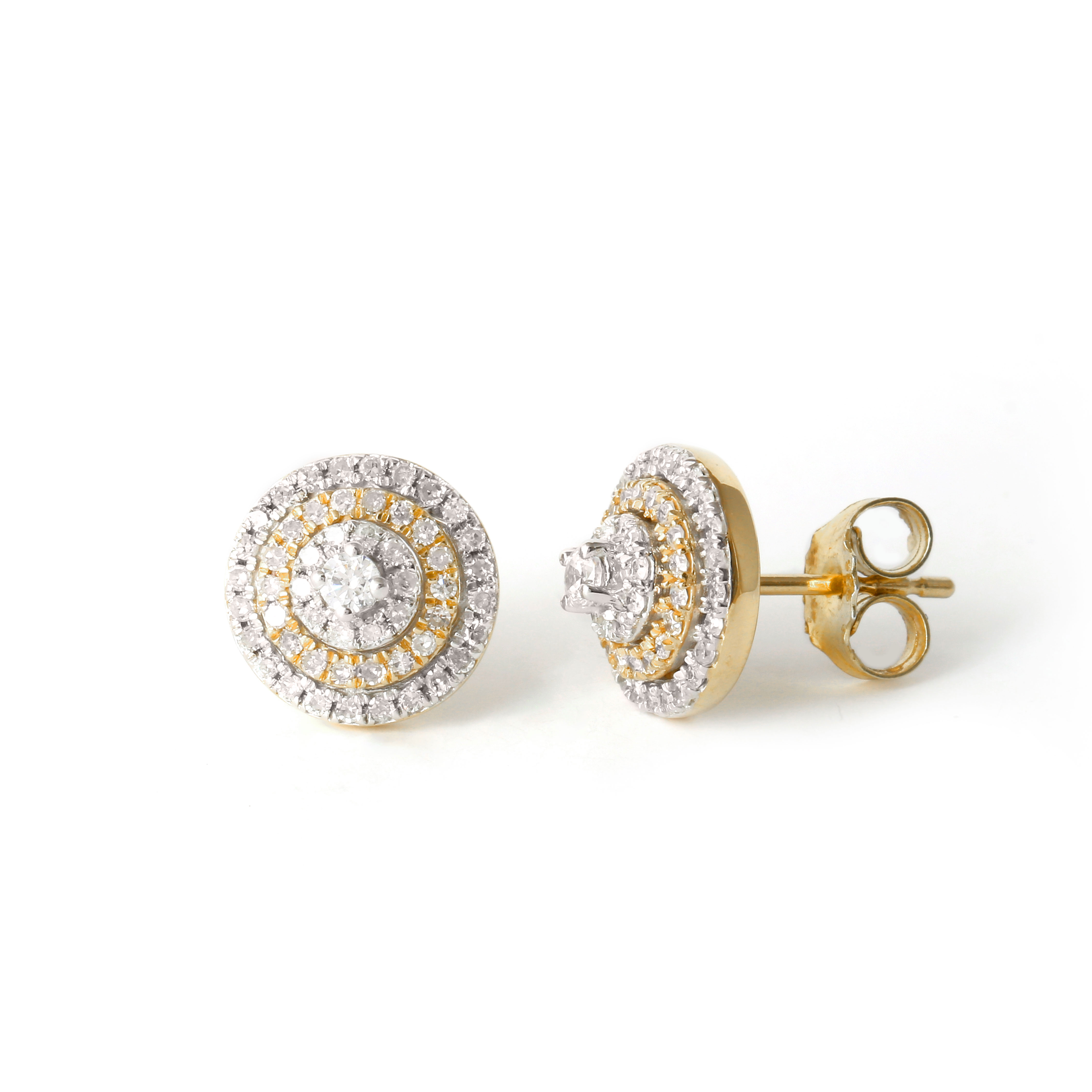 10K Yellow Gold 1/2Ct TDW Diamond Triple Halo Stud Earrings | eBay