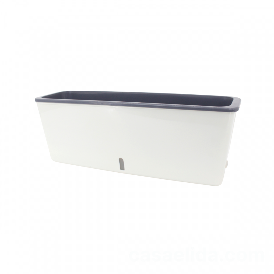 Macetero autorregante blanco, 15.5x43.5x12cm