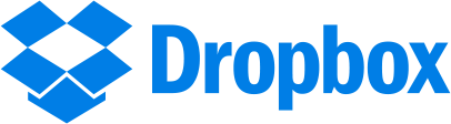 Copyright Dropbox logo type blue