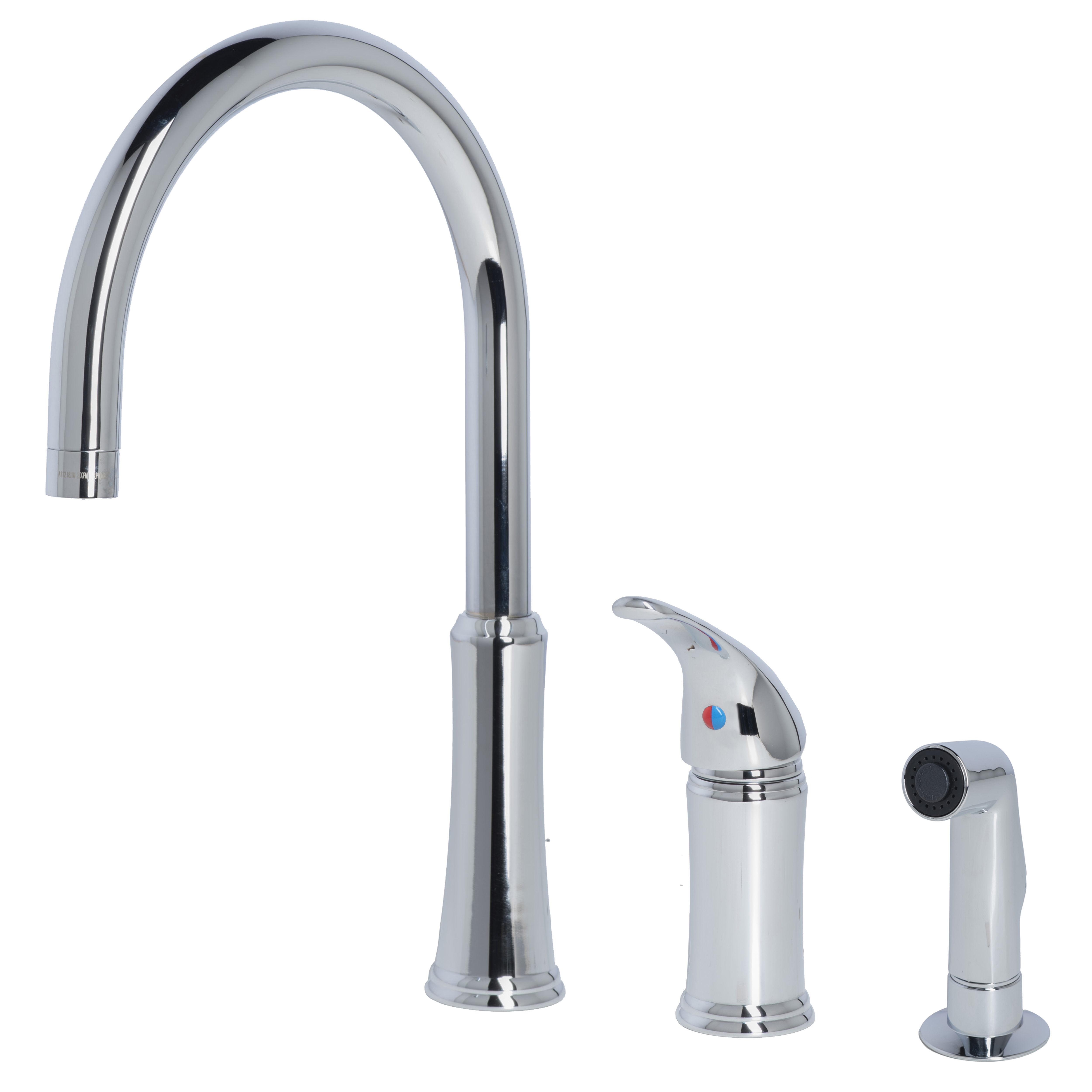 16" High Arc Kitchen Sink Faucet with Side Sprayer Chrome Finish