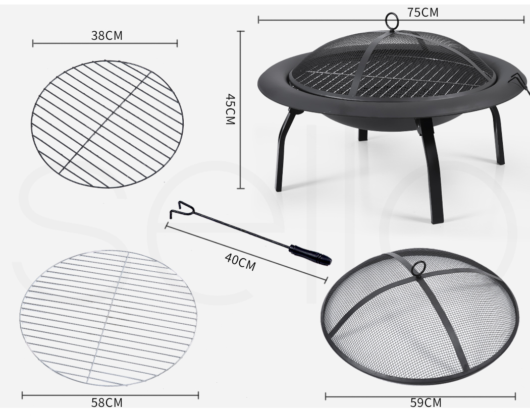 22" 30" Fire Pit BBQ Grill Pits Outdoor Portable Fireplace Garden Patio Heater - Picture 31 of 33