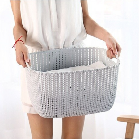 Canasta organizadora gris claro, 23x38x27.5cm