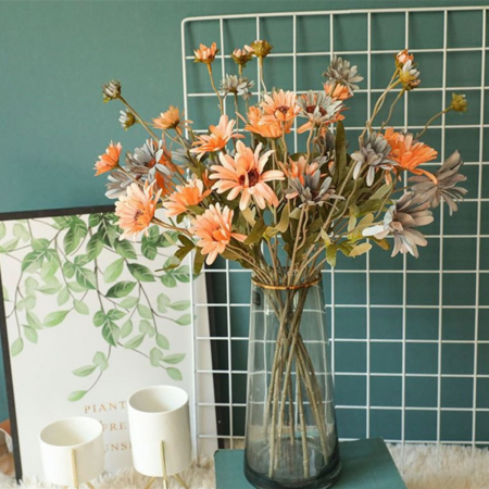 Flor artificial rosado, 48cm