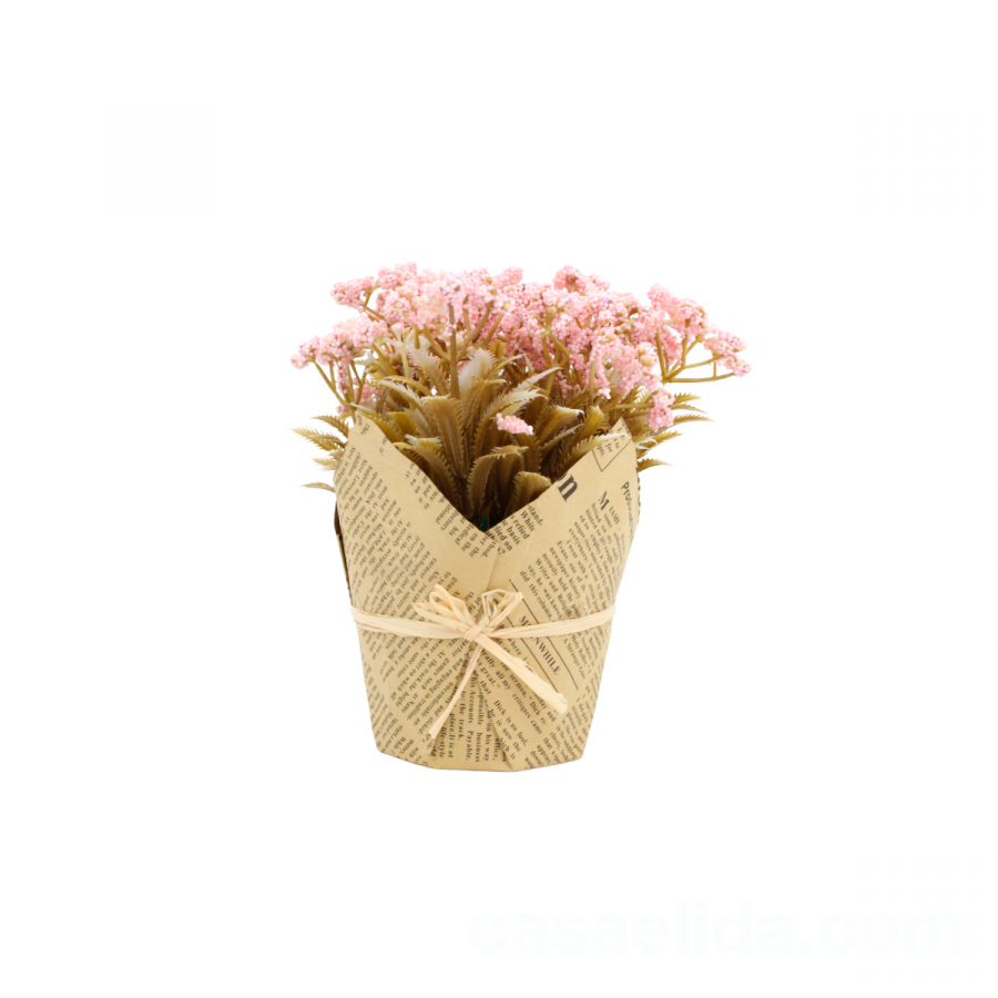 Lavanda artificial con maceta rosado, 17cm