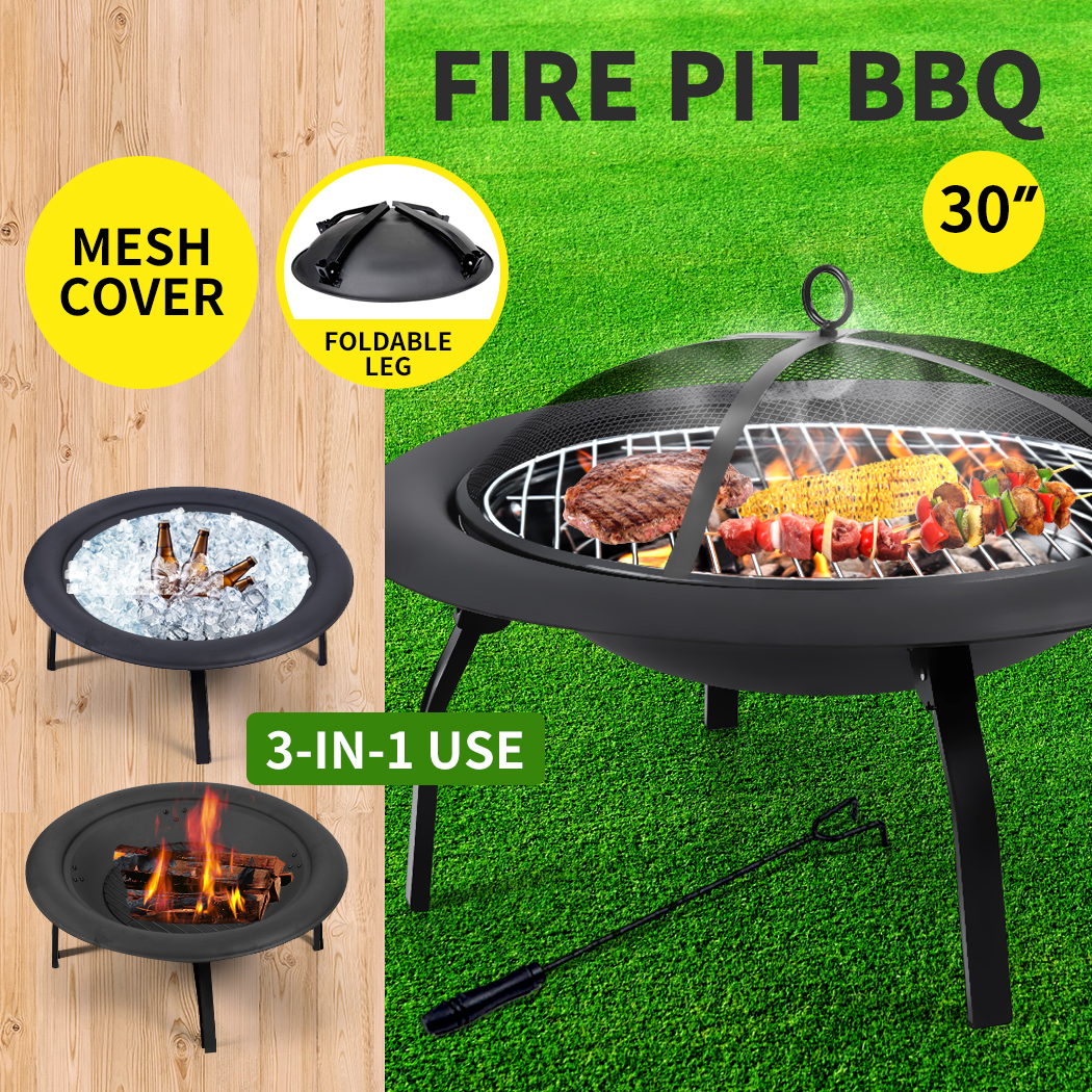 22" 30" Fire Pit BBQ Grill Pits Outdoor Portable Fireplace Garden Patio Heater - Picture 23 of 33