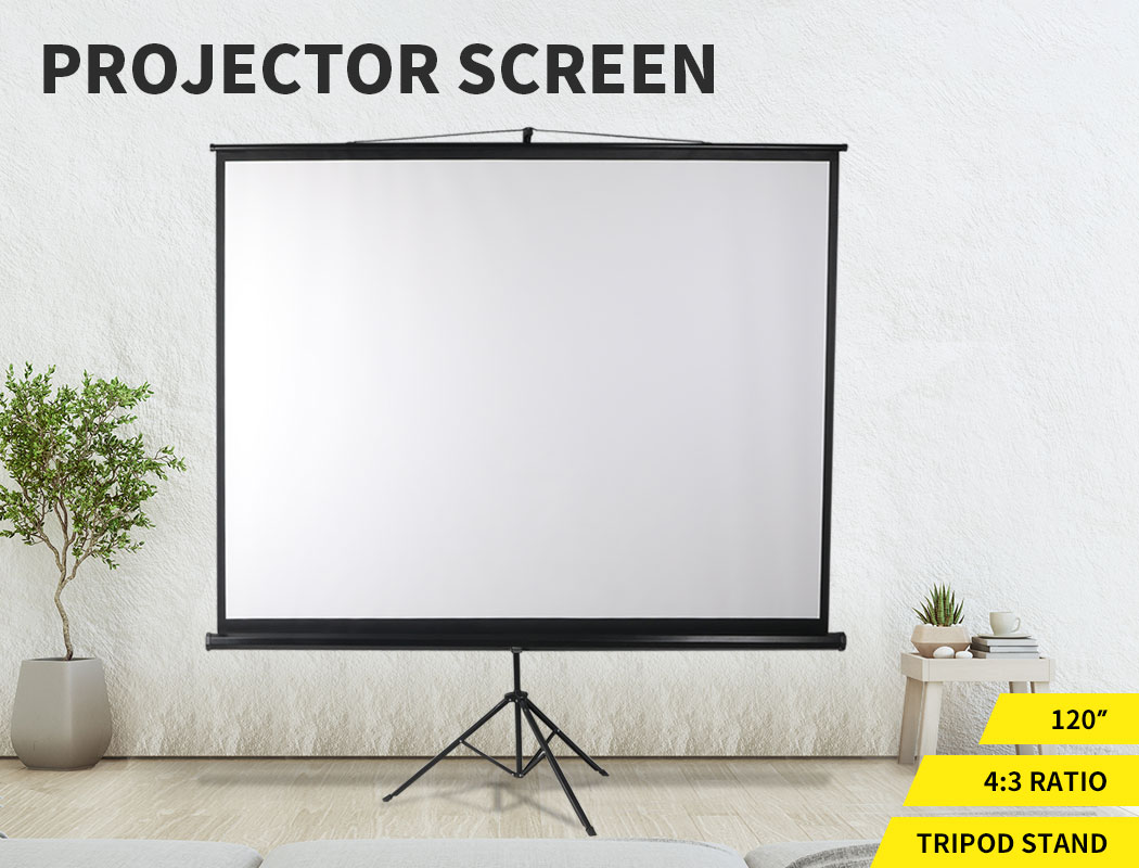 120 Inch Projector Screen Tripod Stand Home Outdoor Screens Cinema ...