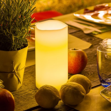 Vela artificial de cera blanco, 20xØ7.5cm, led
