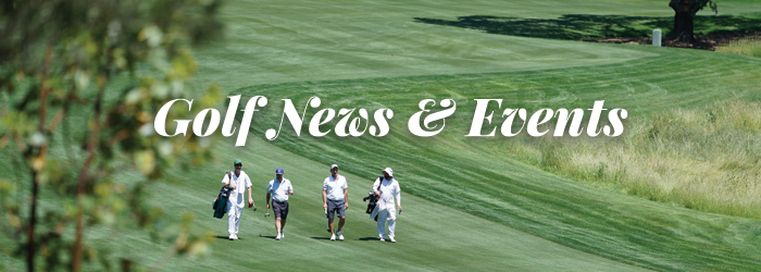 Golf Banner Image with caddies and player