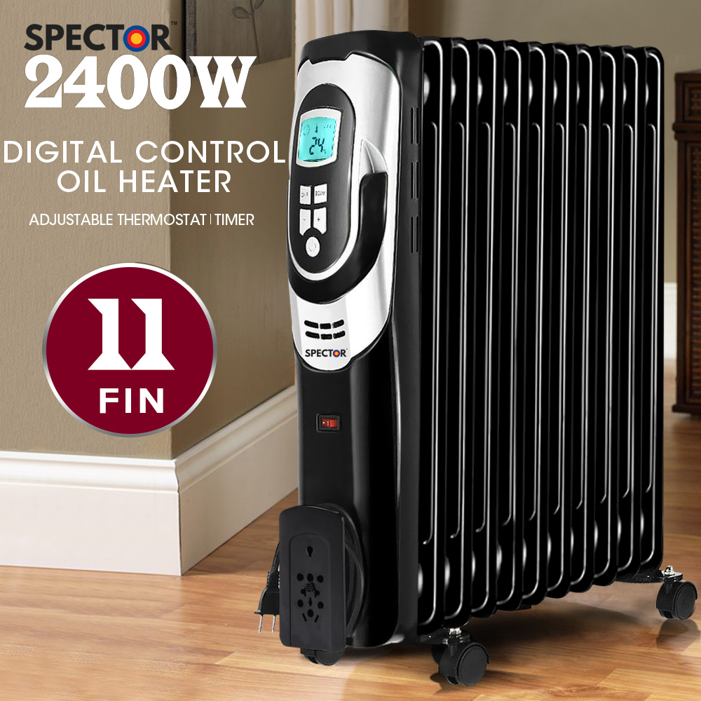 Spector 2400W Electric Portable11 Fin Oil Heater 24h Timer/Column/Heat