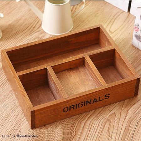 Organizador de madera 5.3x22.2x17cm, 4 compartimentos