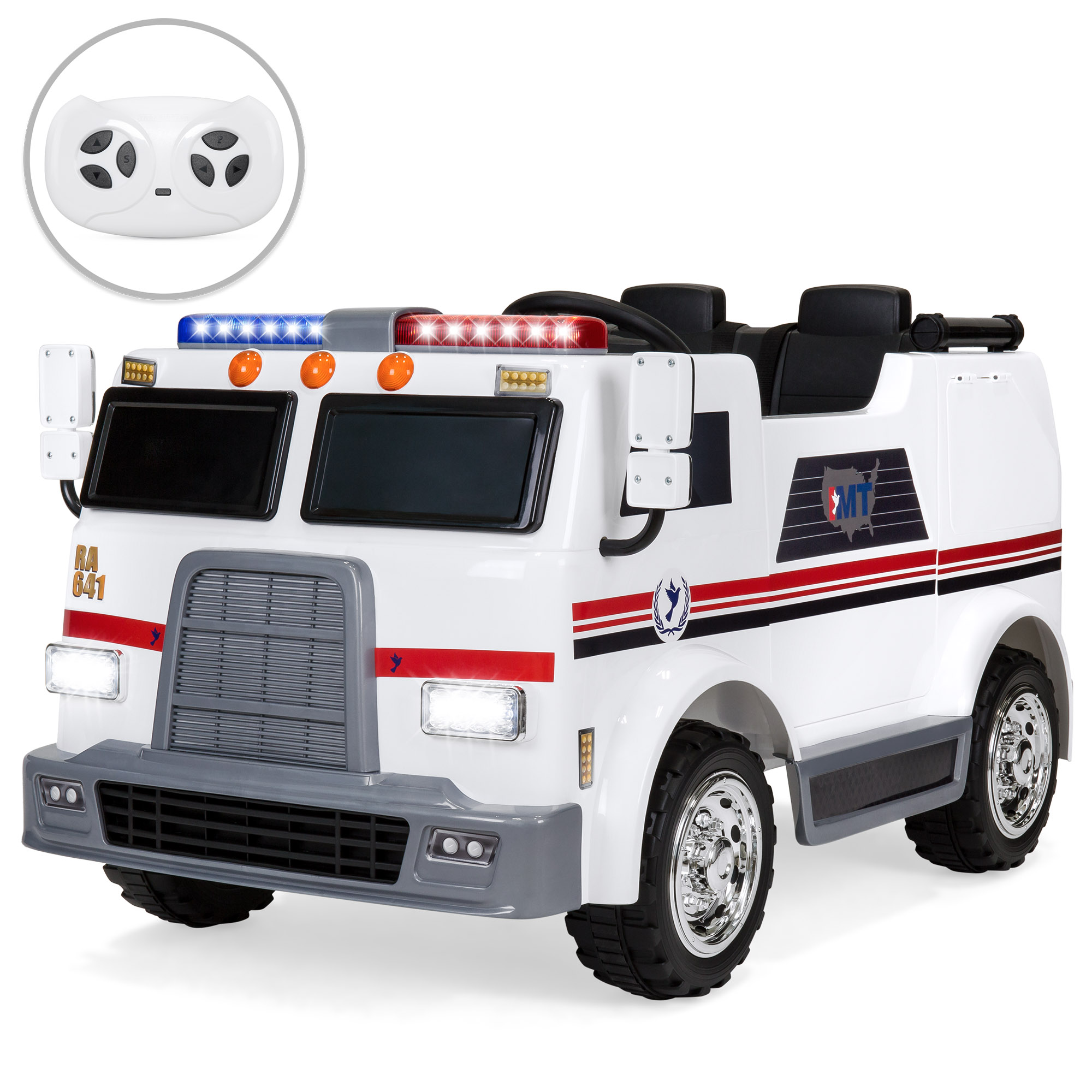 BCP 12V Kids Ambulance Truck RideOn w/ Remote Control, Siren White