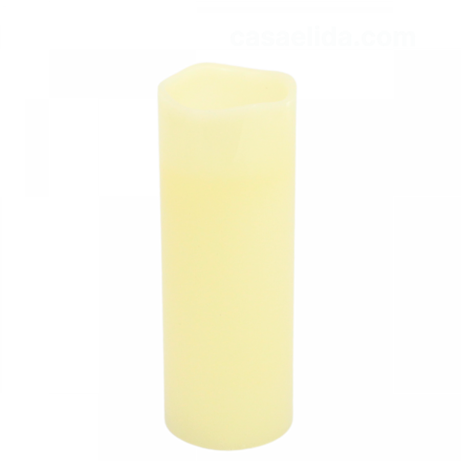 Vela artificial de cera blanco, 20xØ7.5cm, led