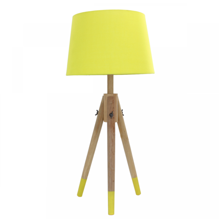 Lámpara de mesa trípode amarillo, 66cm