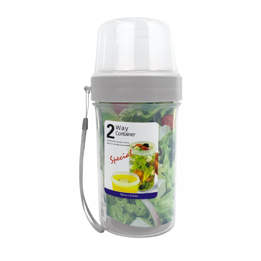 Envase para yogurt y cereal 21xØ9.8cm, 2 compartimentos