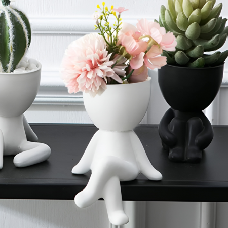 Maceta decorativa blanco, 13.5cm, cerámica