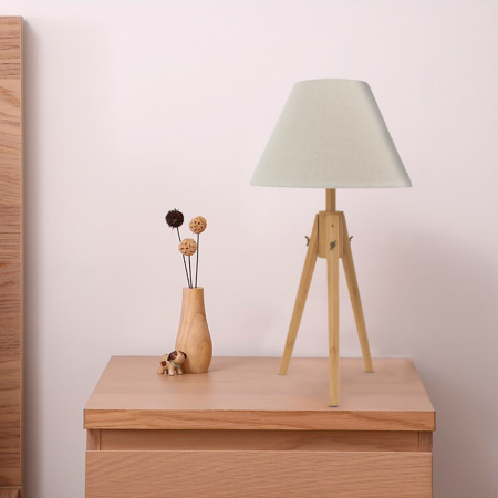 Lámpara de mesa trípode beige, 66cm