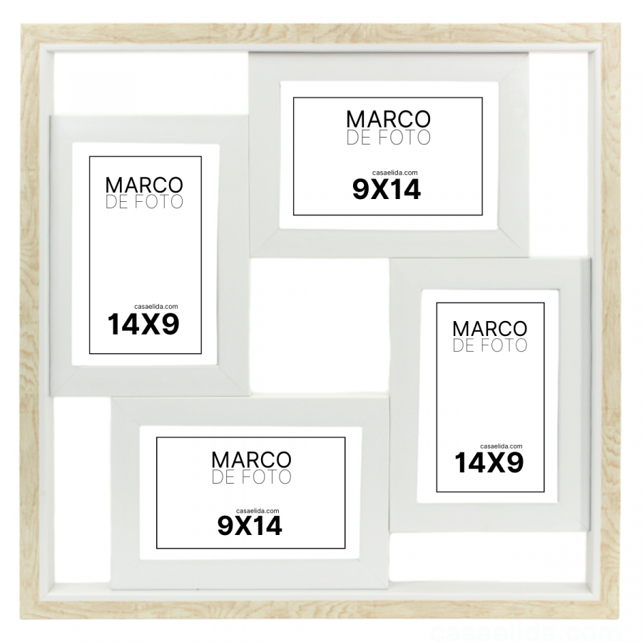 Marco de foto crema, 38x38cm, madera mdf