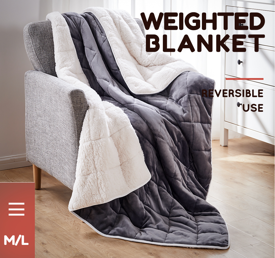 DreamZ Weighted Blanket Adult Deep Relax Sherpa Throw Reversible 5/7/9