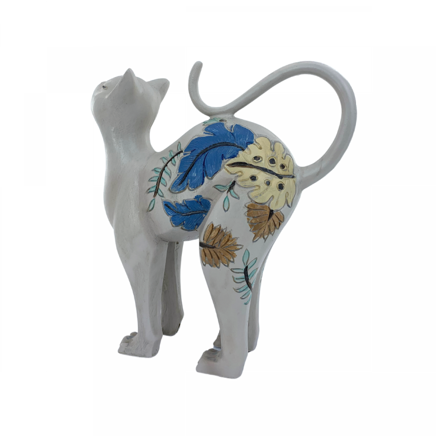 Figura decorativa gato, flores de otoño, 21.5cm