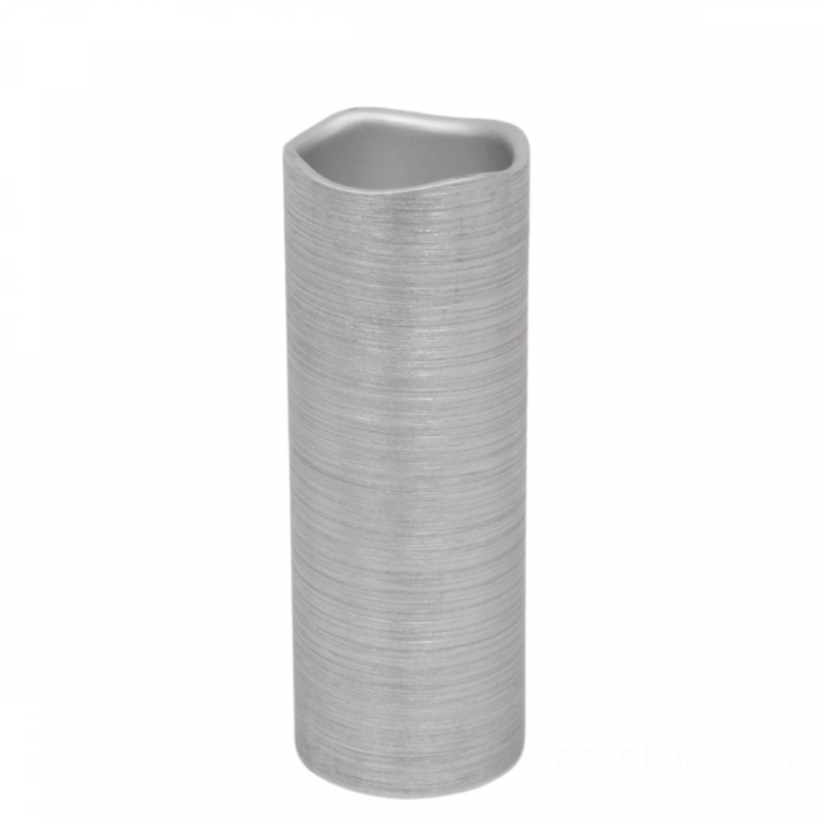 Vela artificial de cera plateado, 20xØ7.5cm, led