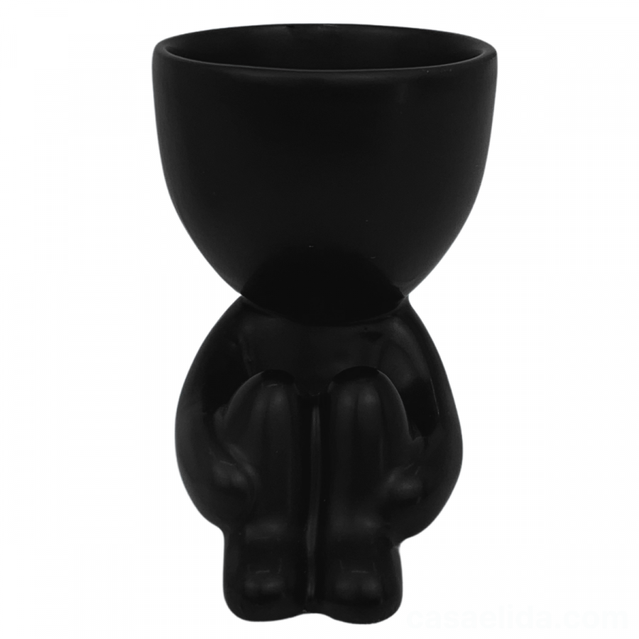 Maceta decorativa negro, 10cm, cerámica