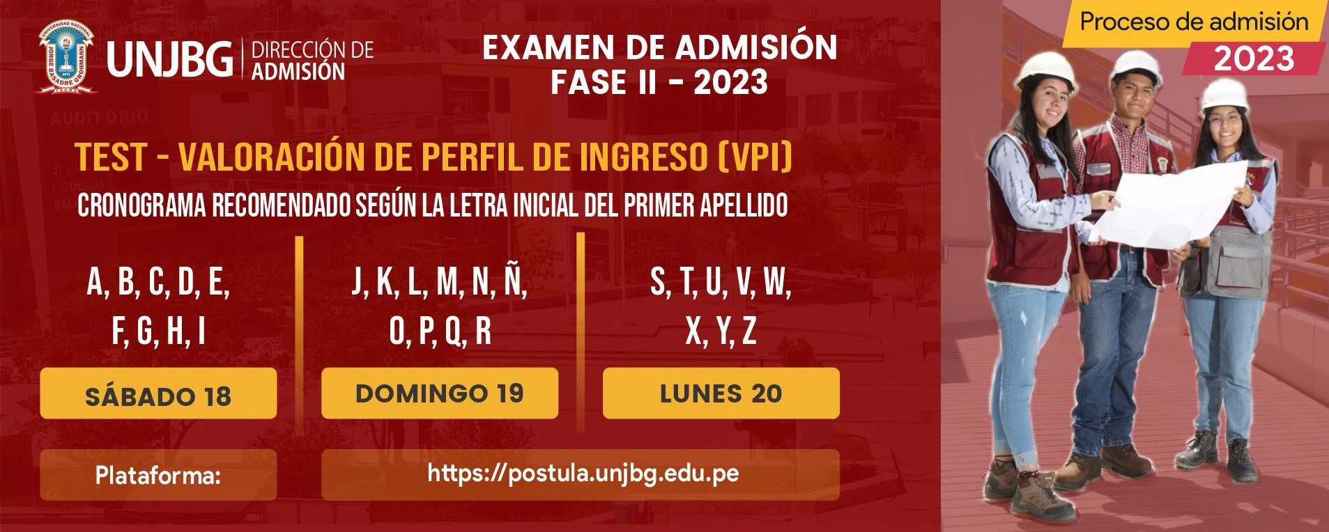 Fecha VPI Examen FASE II - 2023