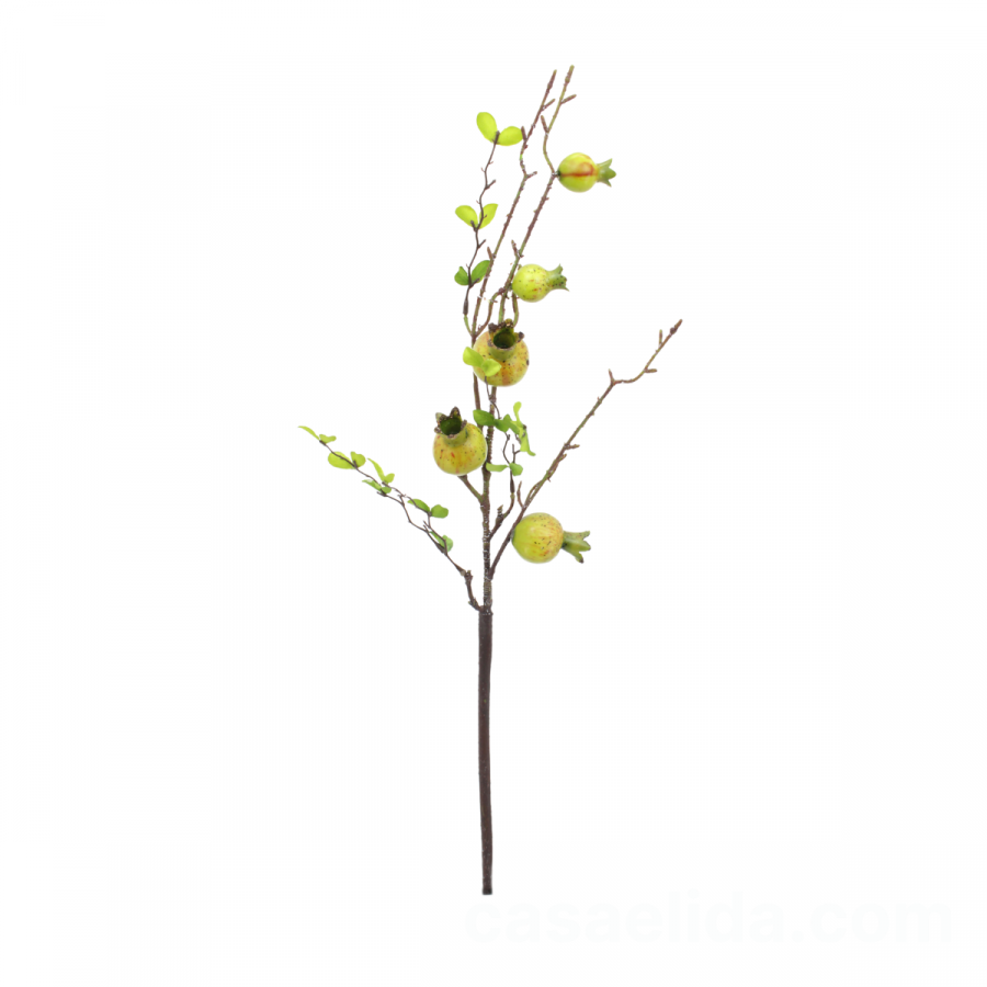 Rama de granada artificial verde, 63cm