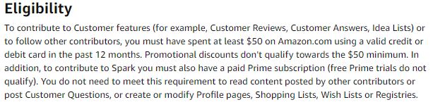 Amazon review eligibility