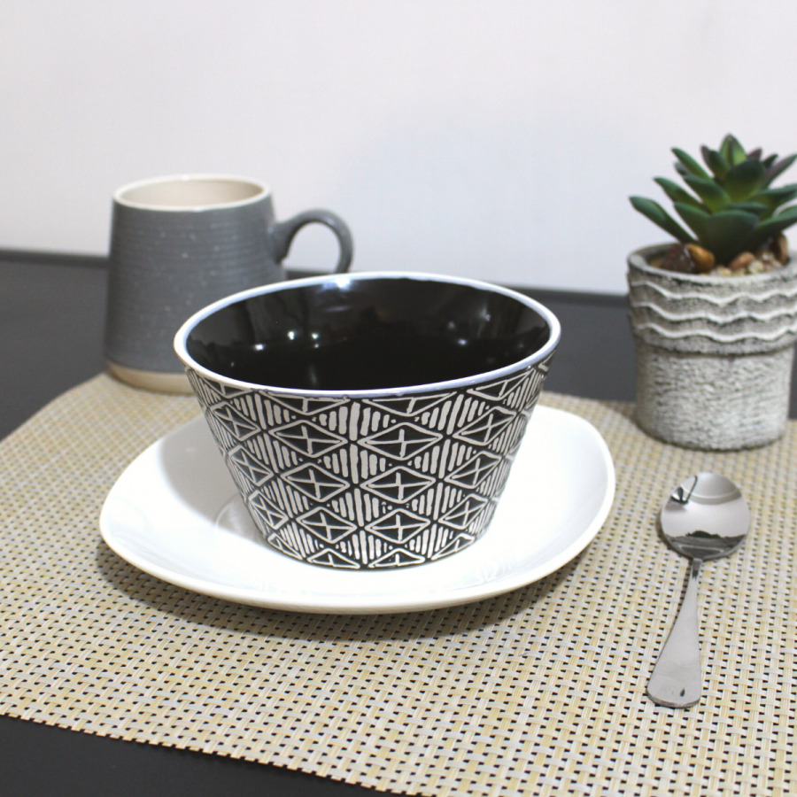Bowl motivo tribal/negro, 7.5xØ13.5cm