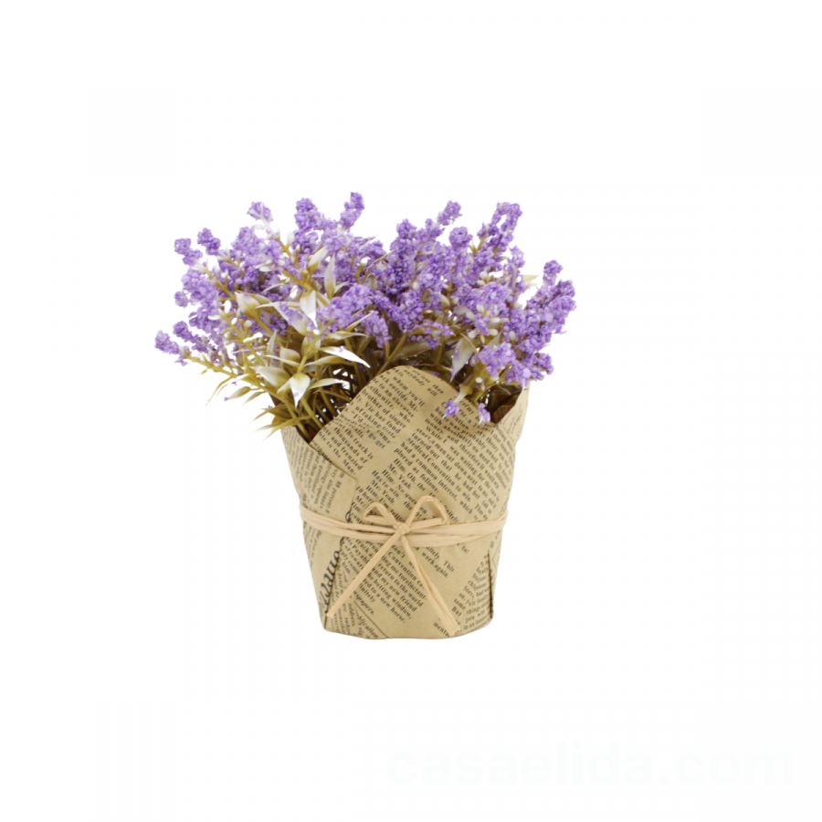 Lavanda artificial con maceta morado, 17cm