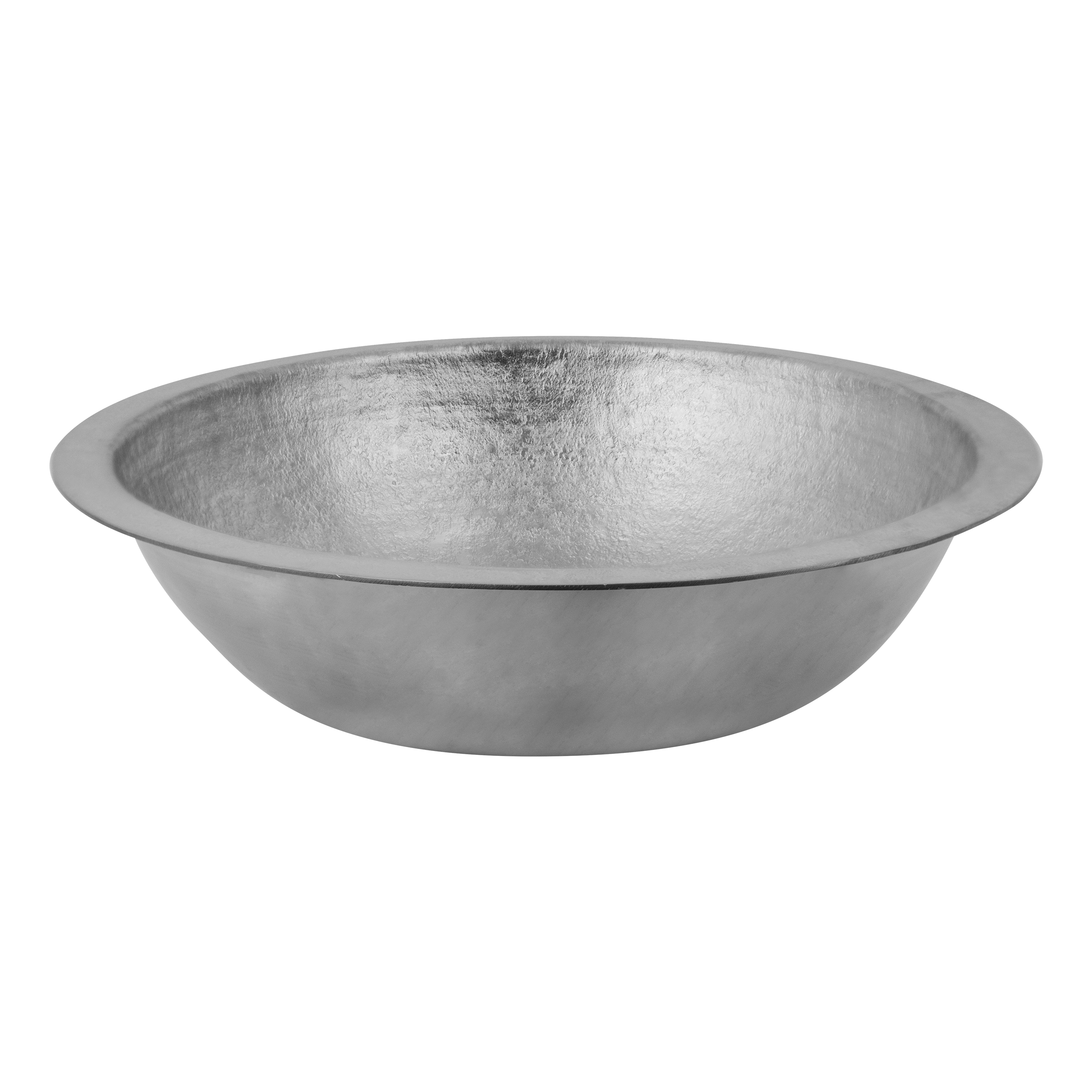 Premier Copper Products 16" Round Dual - Undermount or Drop In Terra Firma Copper Bathroom Sink, Nickel, 10 Gauge, TFLR16EN