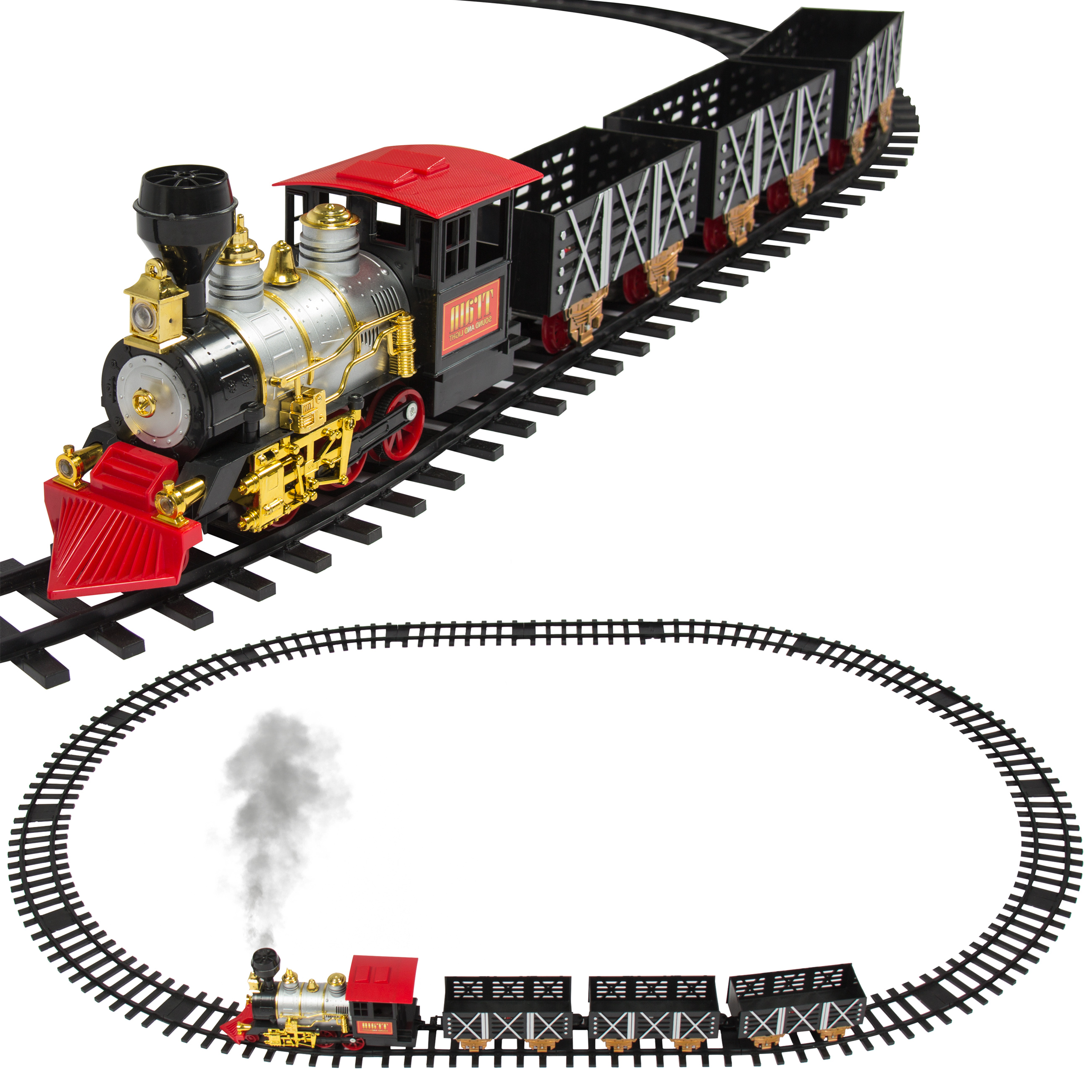 BCP Kids Electric Railway Train Track toy Set w/ Real Smoke, Music