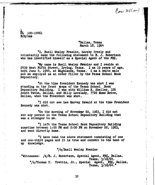 Buell Wesley Frazier: "Where’s your Rider?" Part A - Page 38 Frazier%20FBI%20Stmt%203.18.64