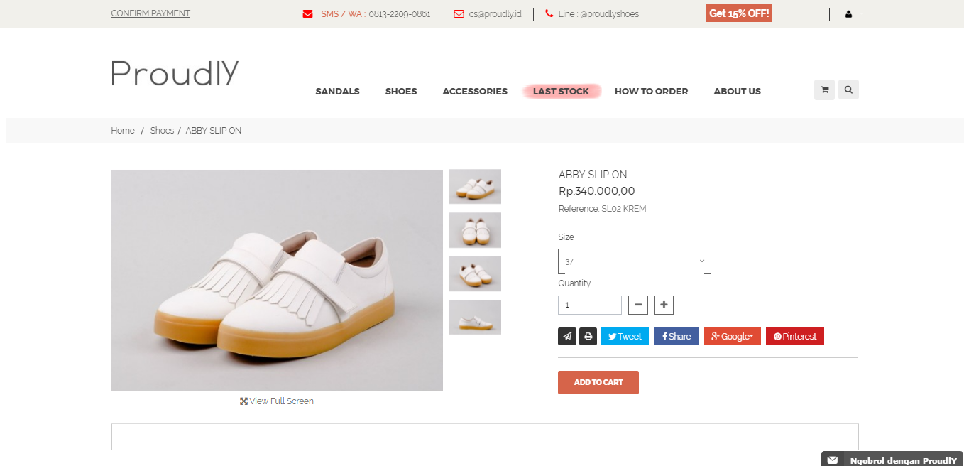 halaman produk proudly shoes