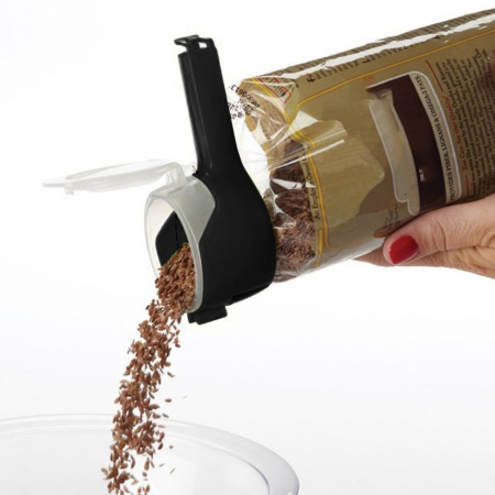 Clip para sellado de bolsa negro, tapa enroscable