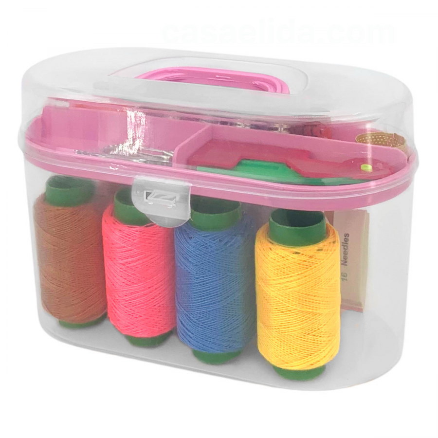 Kit de costura rosado, 9x14.5x8.5cm