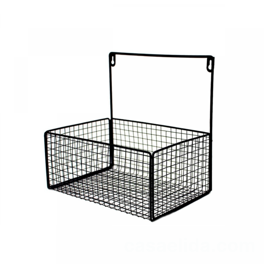 Repisa multifuncional negro, 28.5x26.5x20cm, hierro forjado