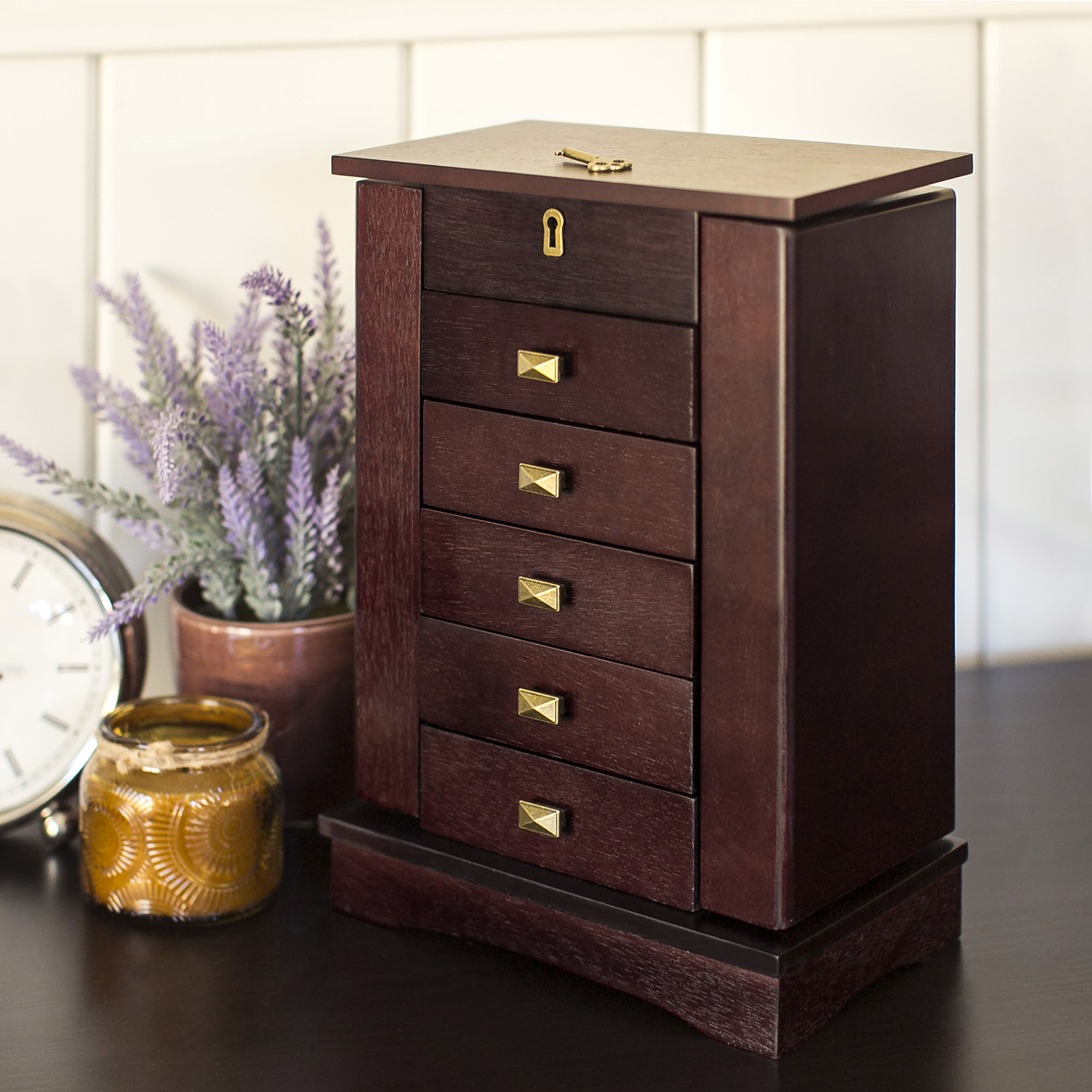 BCP Handcrafted Wooden Tabletop Jewelry Armoire Brown 816586023551 eBay
